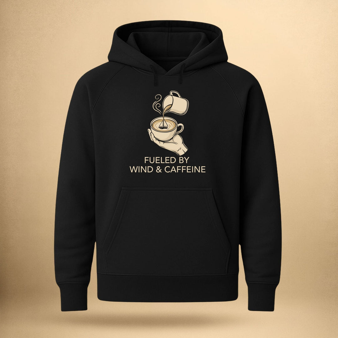 Fueled by Wind and Caffeine - Unisex Bio Raglan Hoodie
