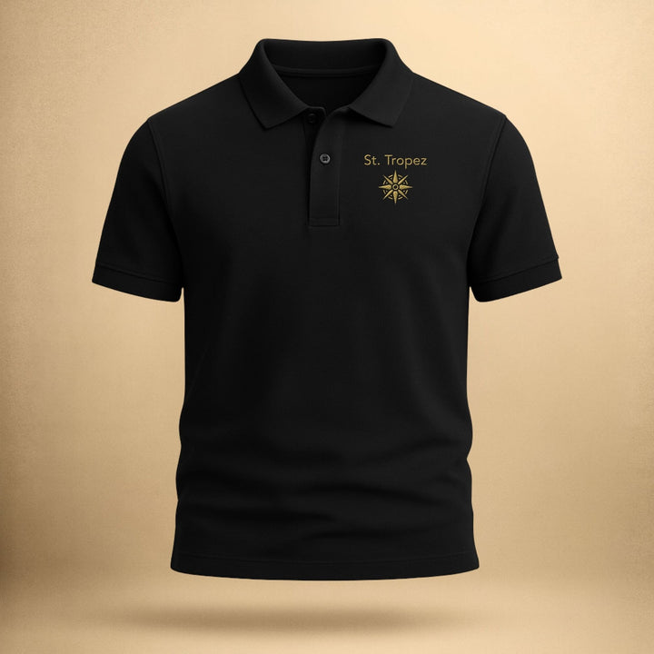 St. Tropez Compass – Organic Polo with golden embroidery