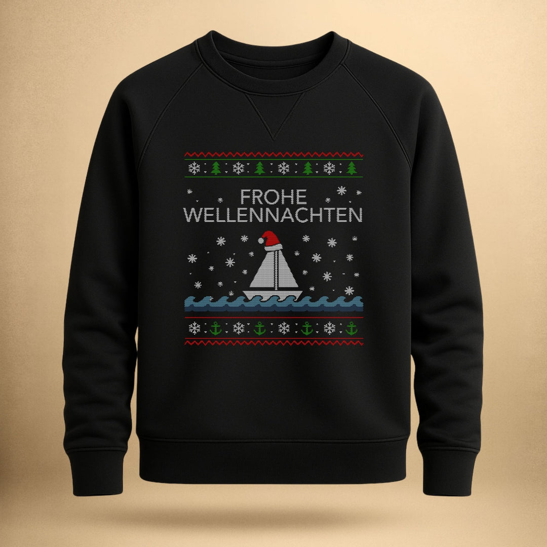 Frohe Wellennachten – Unisex Bio Raglan Sweatshirt